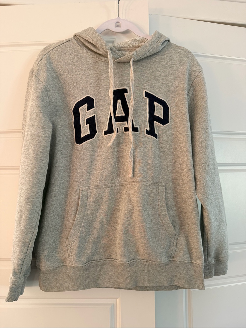 Vintage GAP Light Gray Crewneck Hoodie with Navy Logo